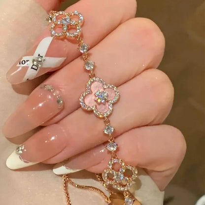 Sparkling Clover Charm Bracelet
